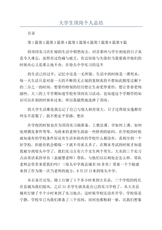 大学生顶岗个人总结