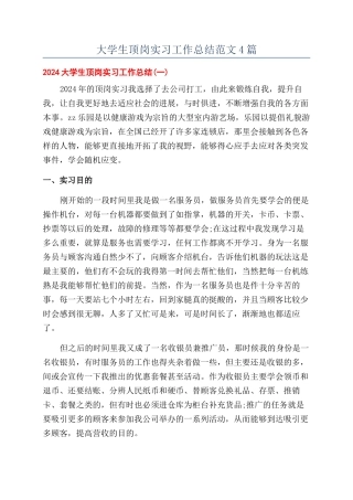 大学生顶岗实习工作总结范文4篇