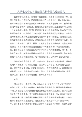 大学电视台实习总结范文报告范文总结范文