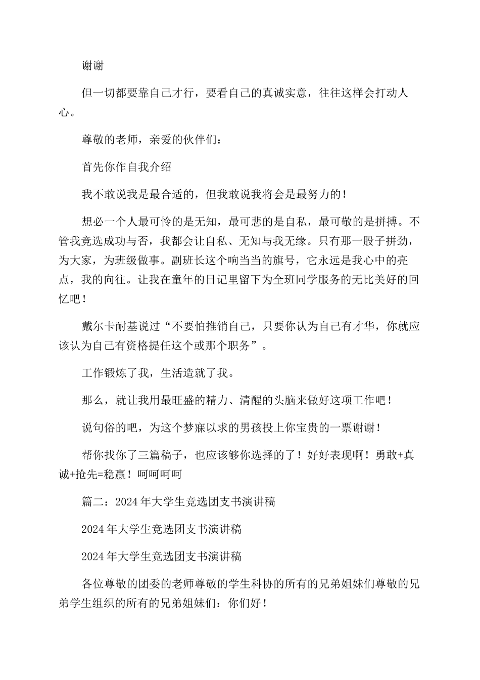 大学竞选团支书的演讲稿范文_第3页