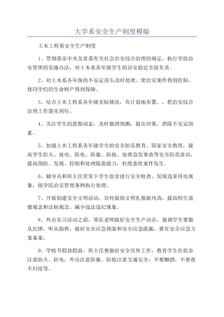 大学系安全生产制度模版