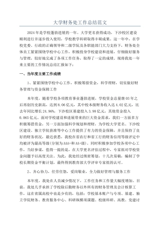 大学财务处工作总结范文