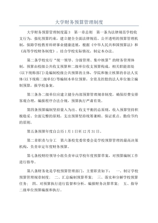 大学财务预算管理制度