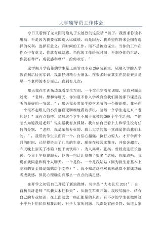 大学辅导员工作体会