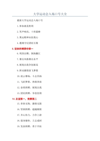 大学运动会入场口号大全