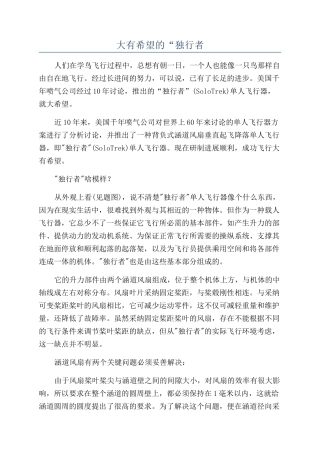 大有希望的“独行者