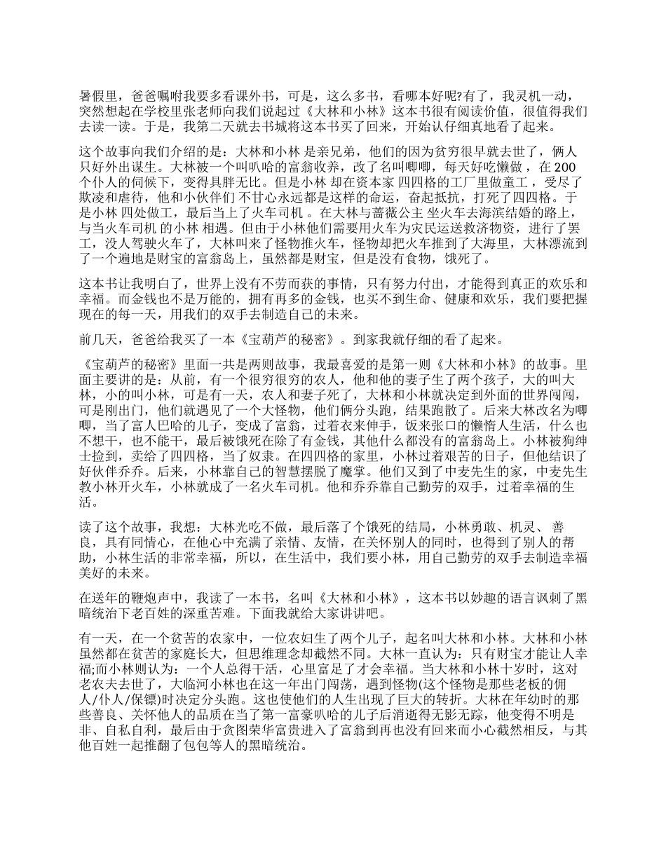 大林和小林读后感400字作文_第1页