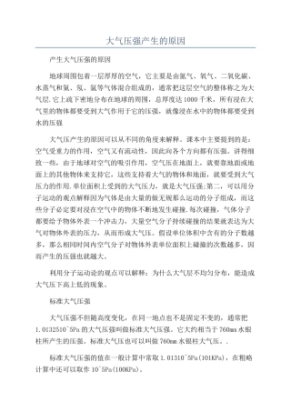 大气压强产生的原因