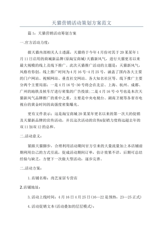天猫营销活动策划方案范文