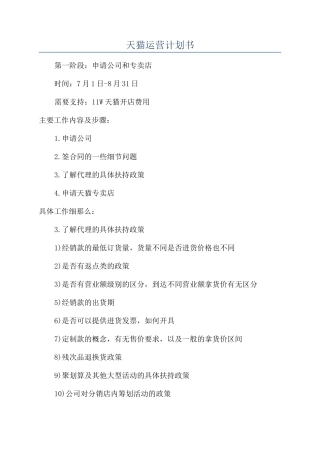 天猫运营计划书