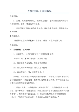 奇妙的国际互联网教案