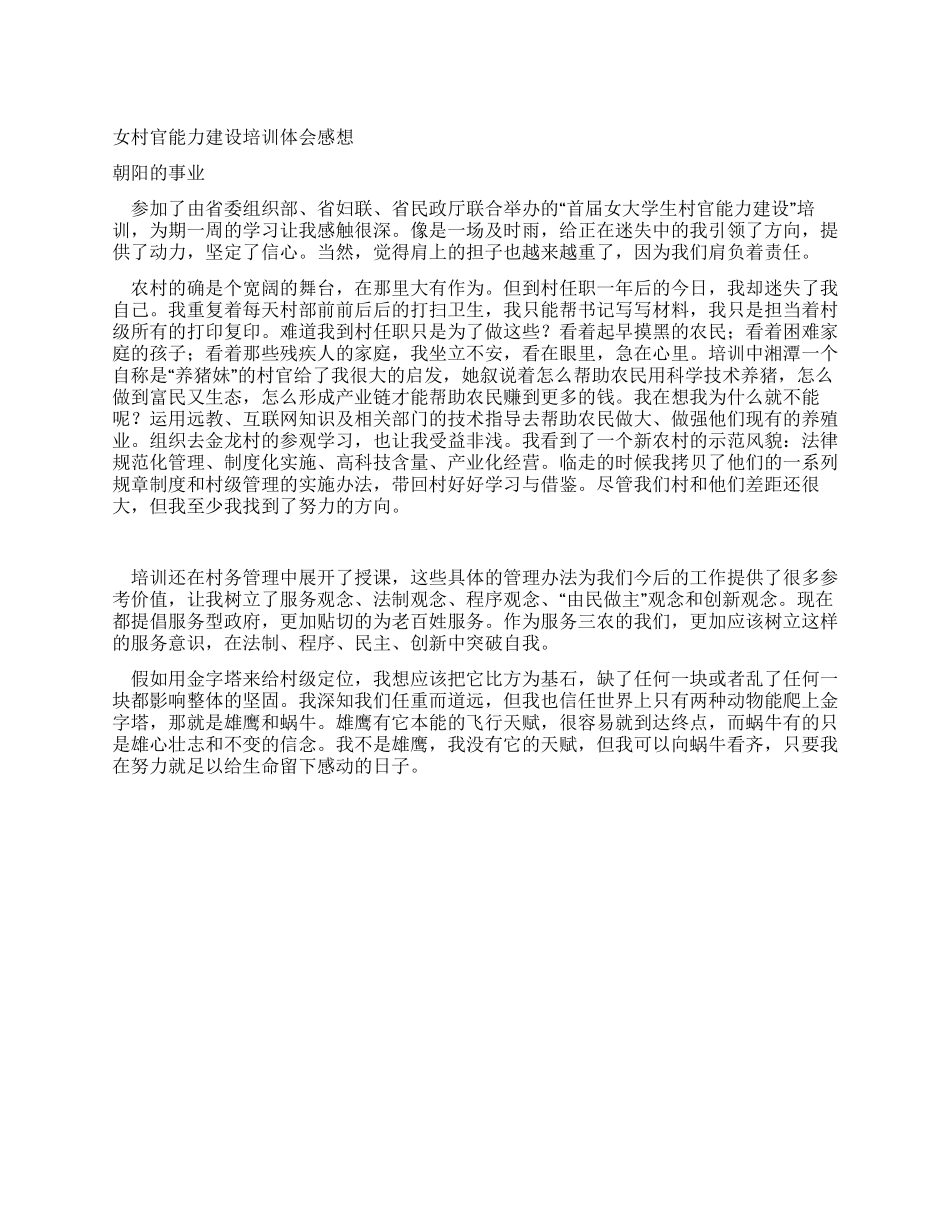 女村官能力建设培训体会感想_第1页