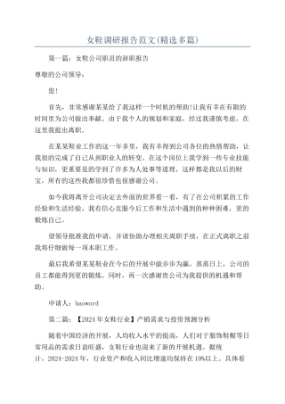 女鞋调研报告范文