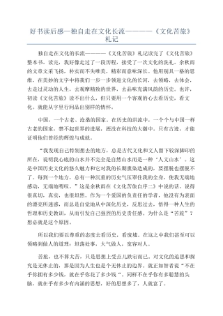 好书读后感—独自走在文化长流————《文化苦旅》札记