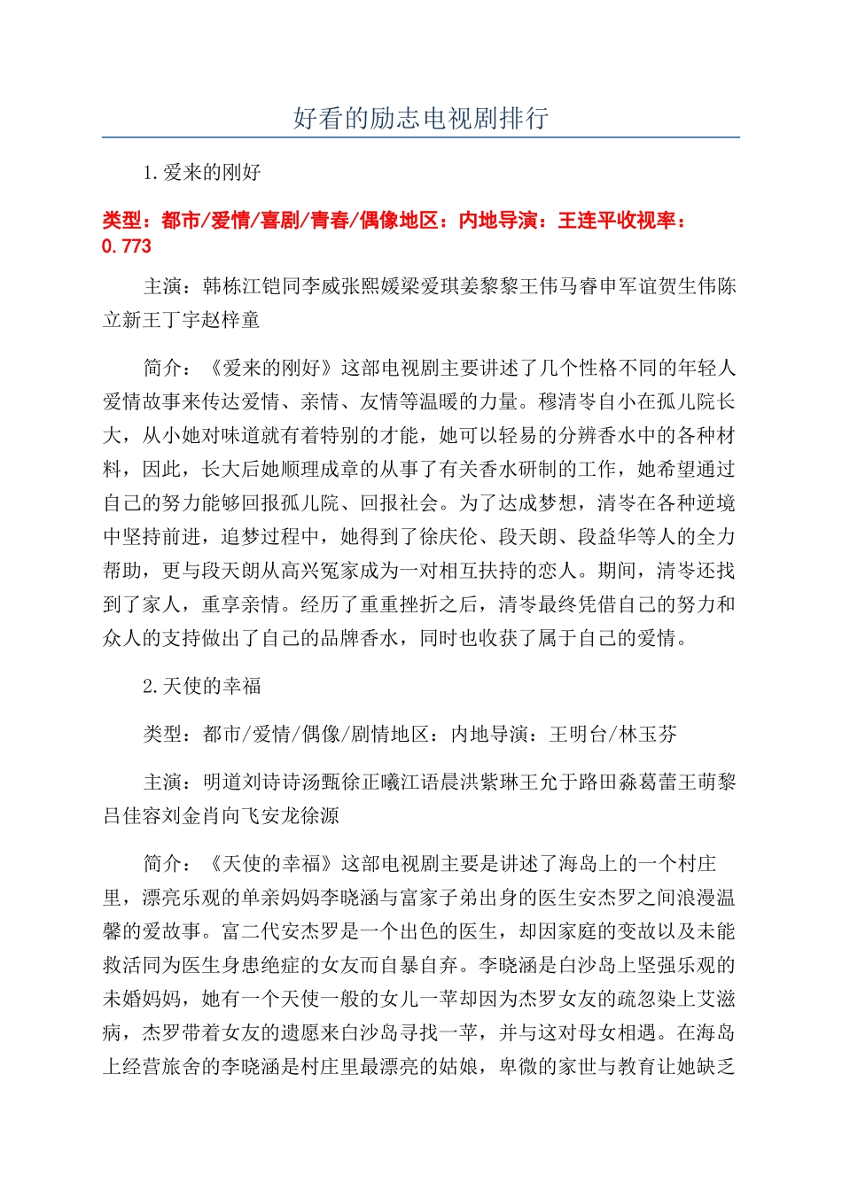 好看的励志电视剧排行_第1页