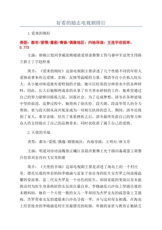 好看的励志电视剧排行