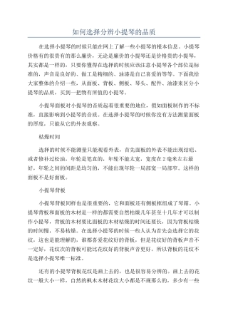 如何挑选分辨小提琴的品质