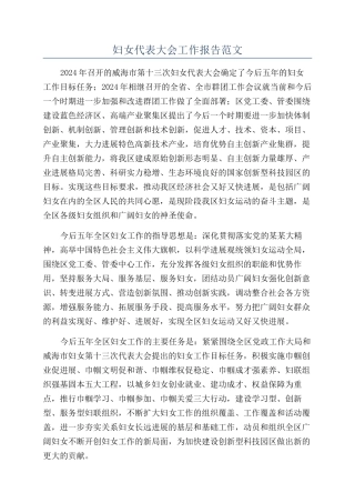 妇女代表大会工作报告范文
