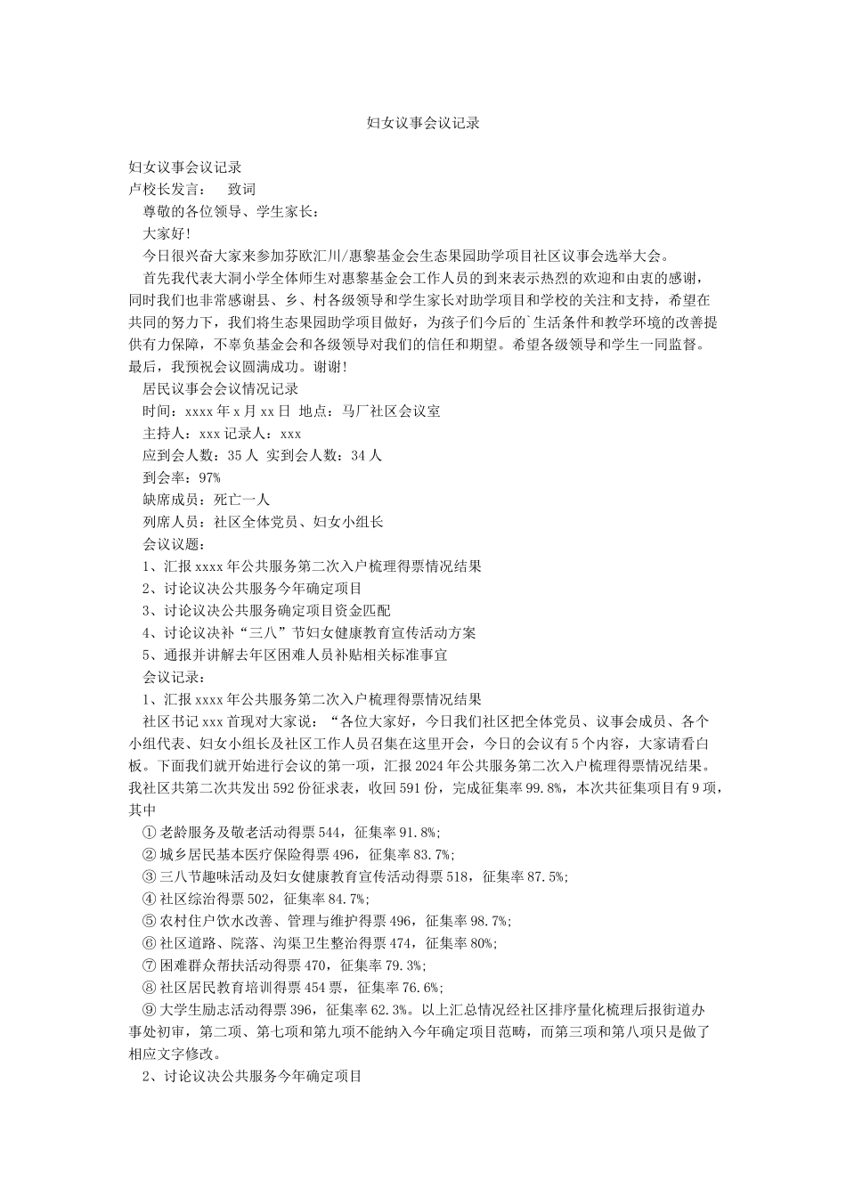 妇女议事会议记录_第1页