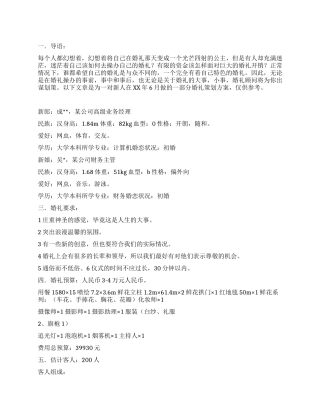 婚礼策划方案实例