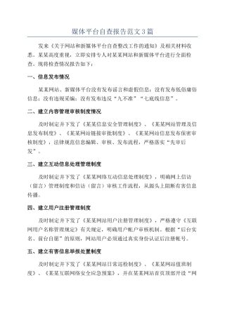 媒体平台自查报告范文3篇