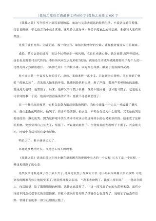 孤独之旅作文600字