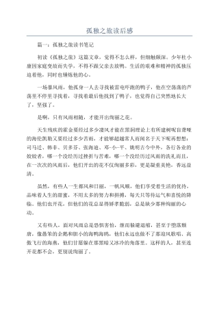 孤独之旅读后感