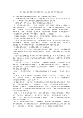 学习《革命精神是党和国家的宝贵财富》体会文章-精神的力量是无穷的