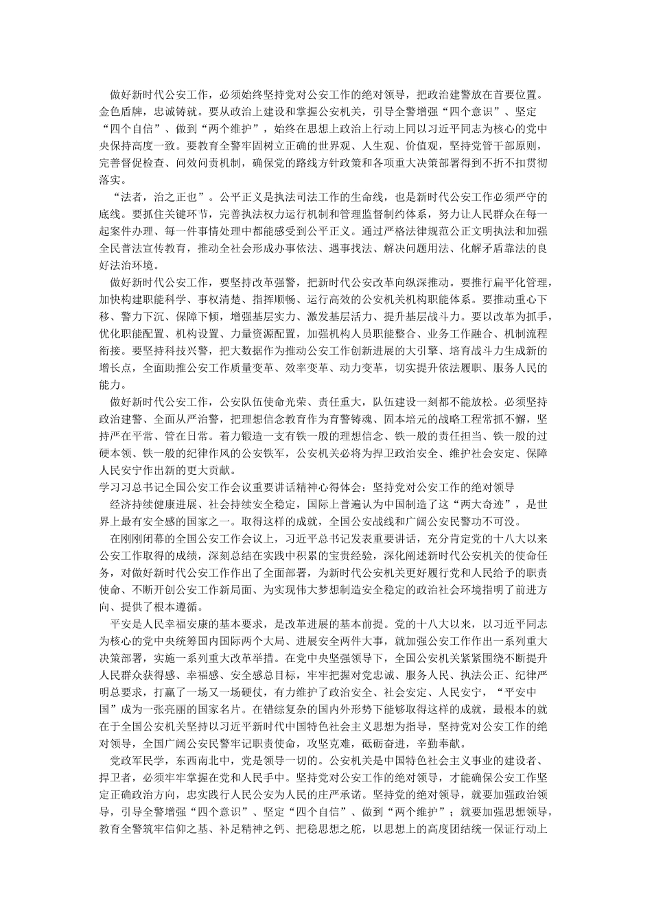 学习习总书记全国公安工作会议重要讲话精神心得体会_第2页