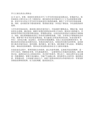 学习王部长讲话心得体会