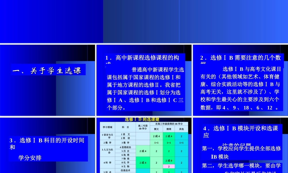 ２月高中新课程培训资料学生选课