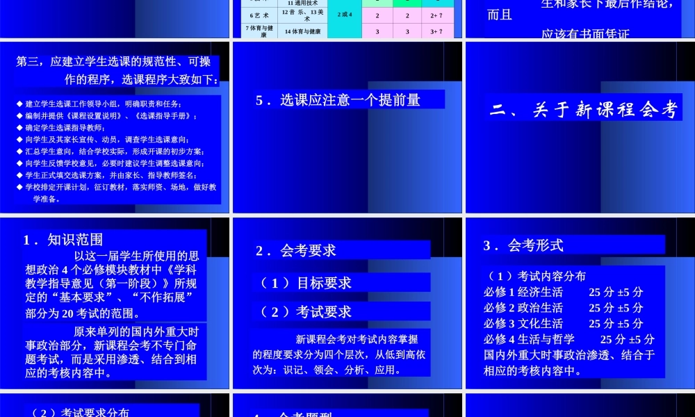 ２月高中新课程培训资料学生选课