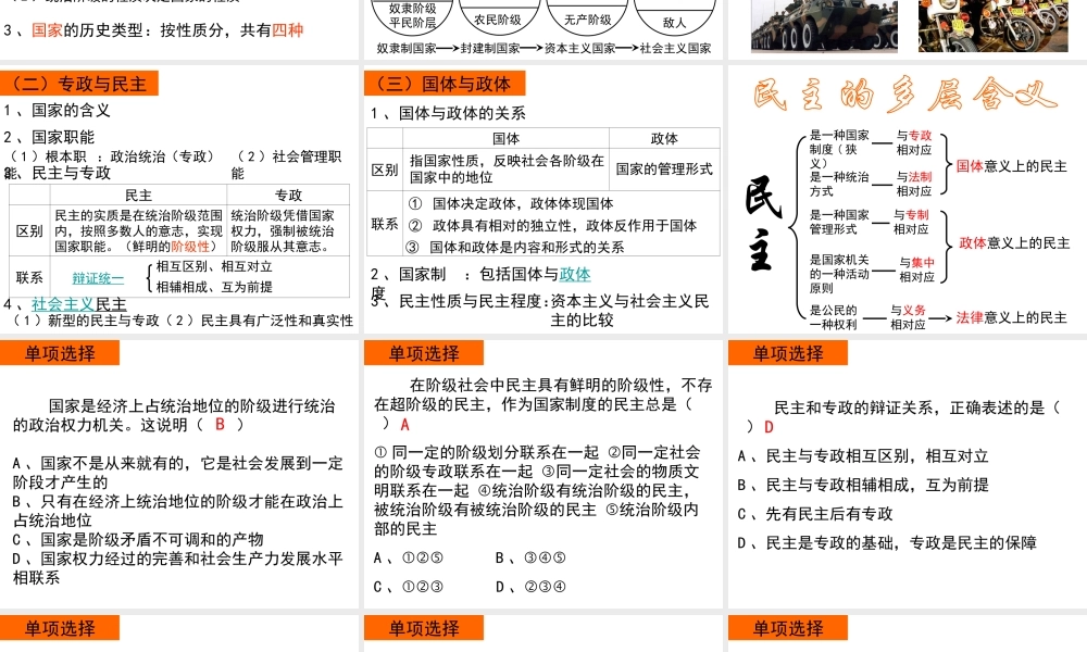 国家的本质 各具特色的国家和国际组织专题教学课件
