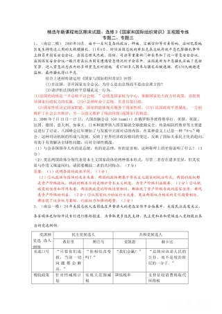 精选年新课程地区期末试题：选修3《国家和国际组织常识》主观题专练