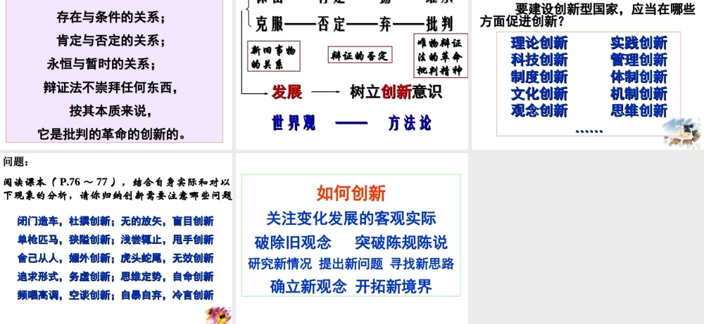 树立创新意识是唯物辩证法的要求