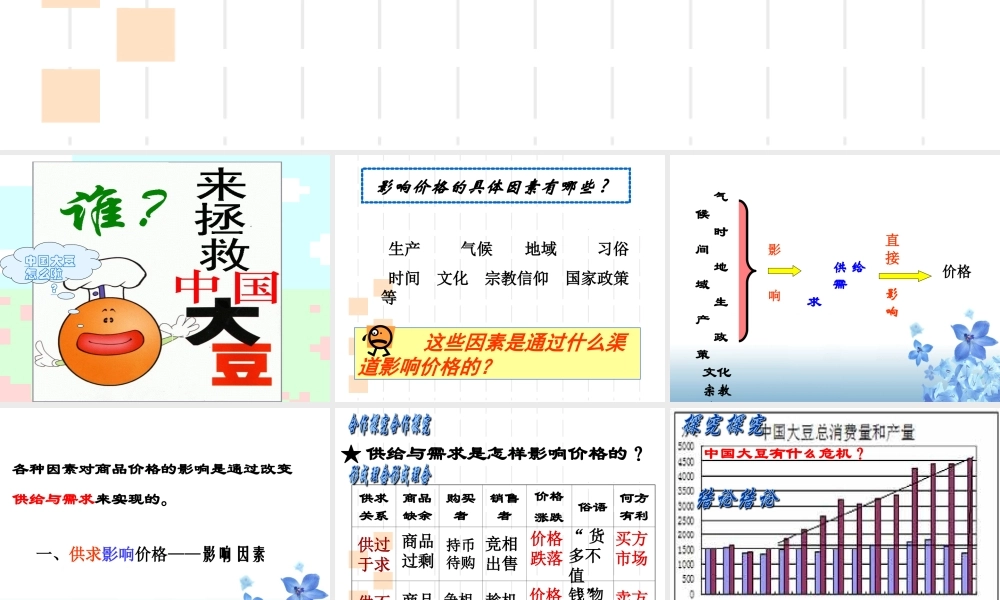影响价格的因素教学课件