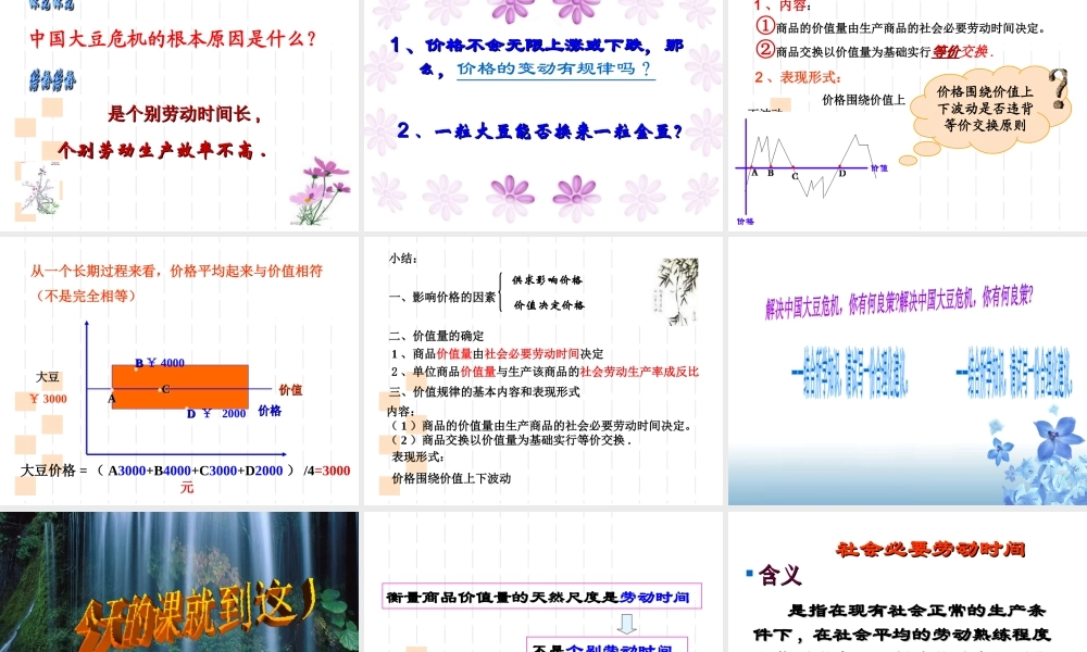 影响价格的因素教学课件
