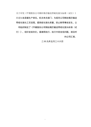 《钢丝绳芯输送带硫化接头标准》