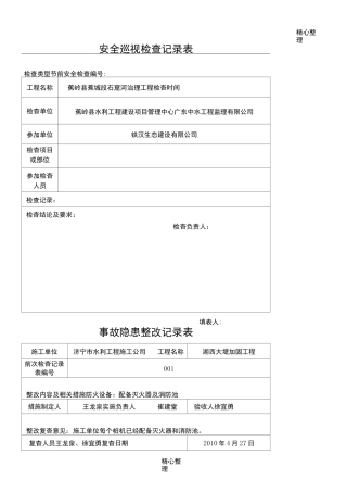 安全检查巡视记录表