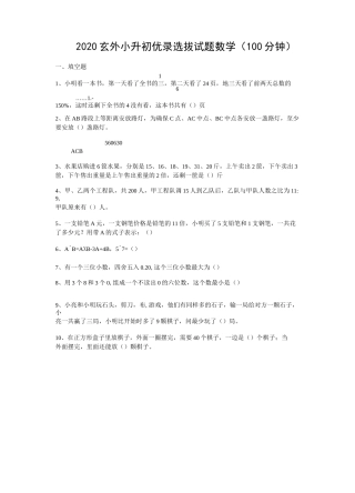 玄外小升初优录试题(含答案)