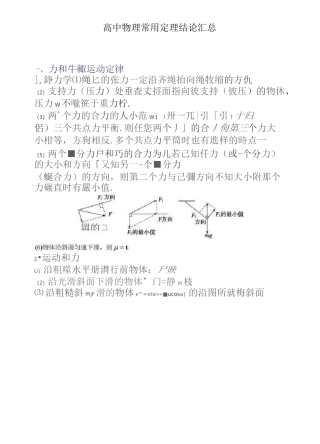高中物理常用定理结论汇总