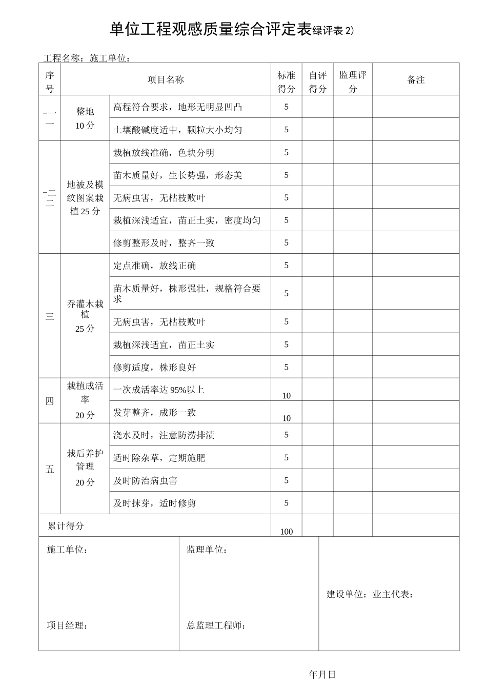 绿化工程评定表_第2页