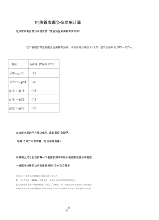 电热管表面负荷功率计算
