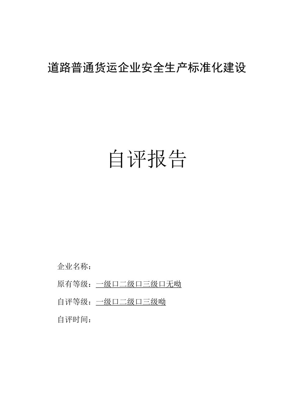 道路普通货运企业安全生产标准化建设自评报告_第1页