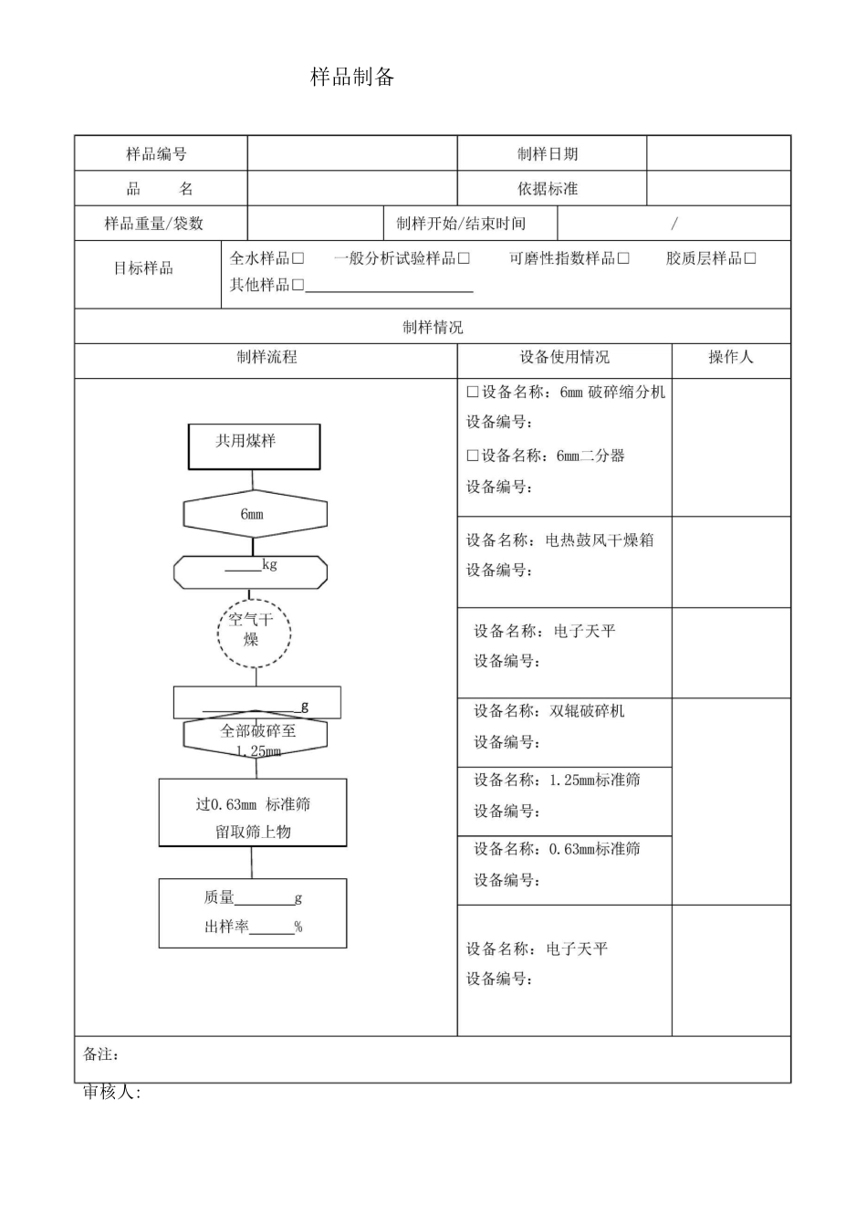 煤炭检测行业制样记录相关表格_第2页