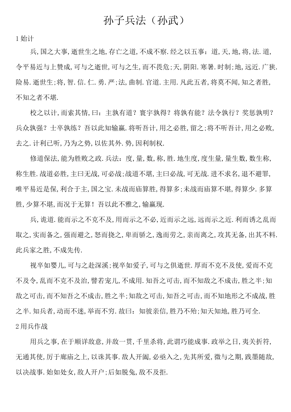 孙子兵法(全文精简)_第1页