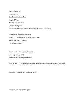 学前教育英文简历范文