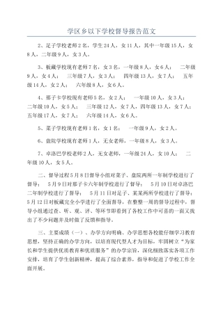 学区乡以下学校督导报告范文