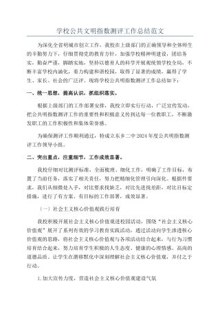 学校公共文明指数测评工作总结范文