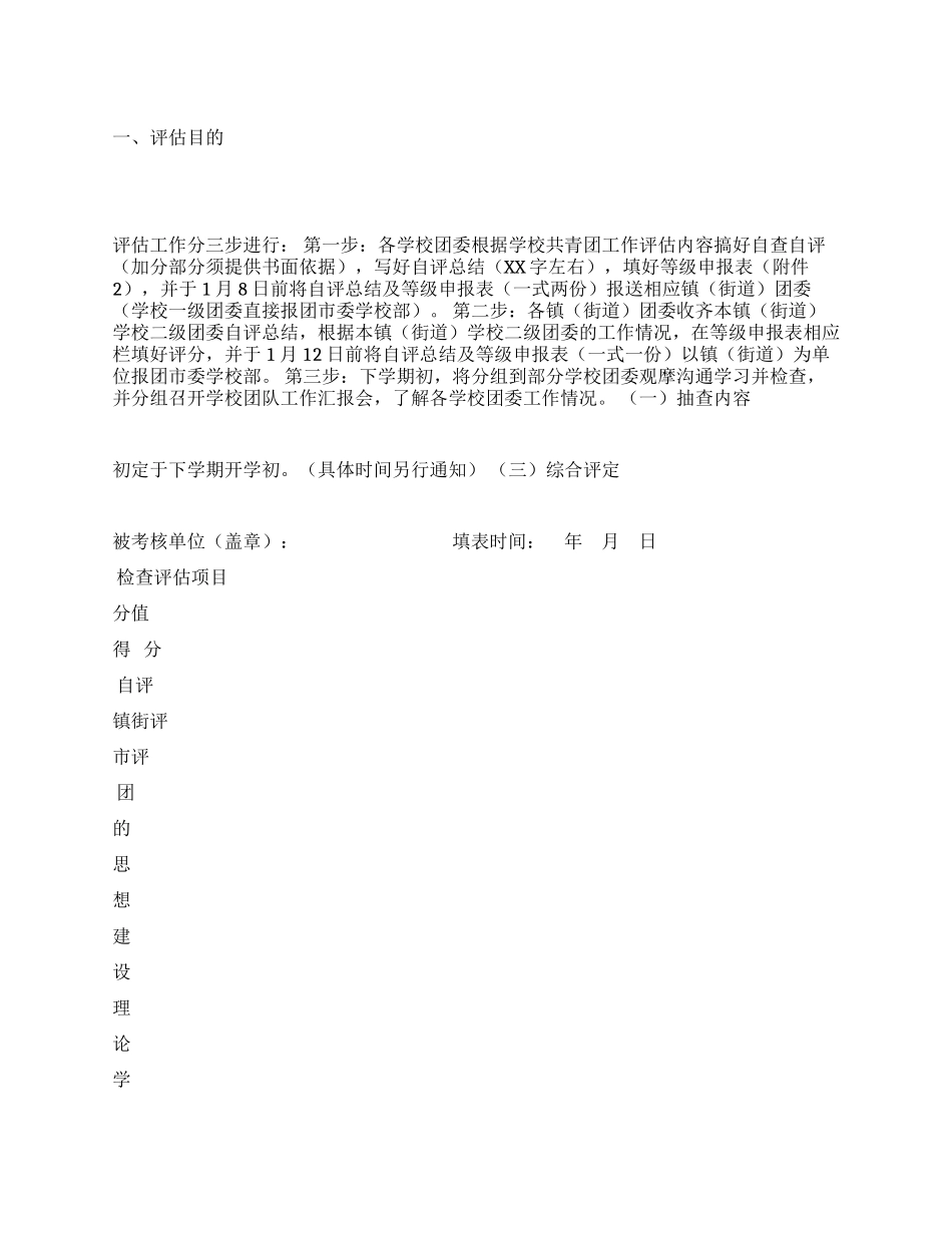 学校共青团工作检查评估方案_第1页